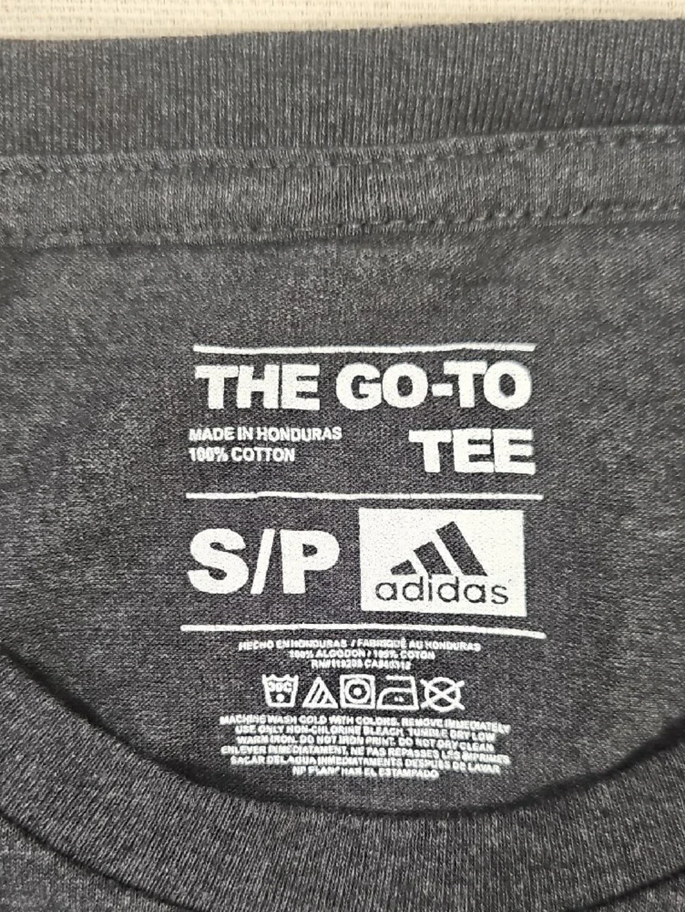 adidas Charcoal Short-Sleeve Tee with Red Logo Graphics